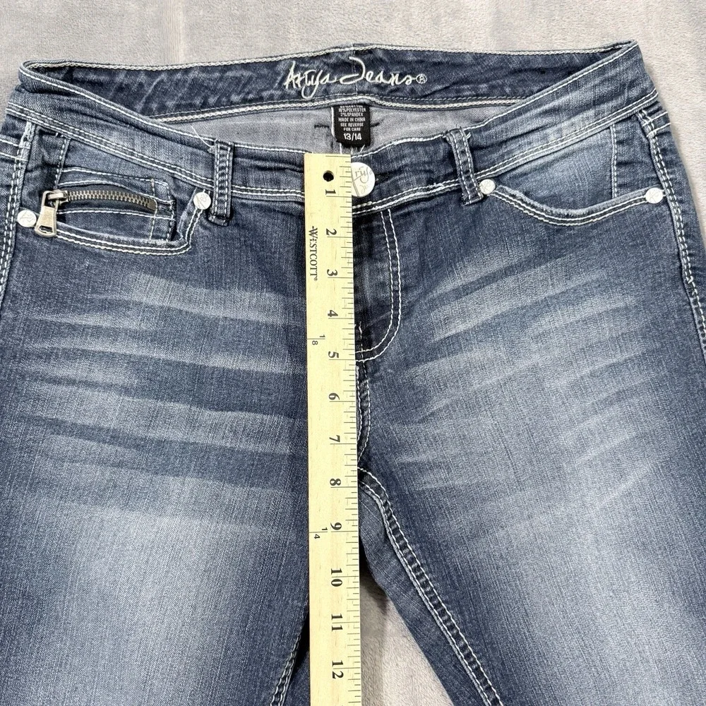 Ariya Whitney Crop Capri Jeans 13/14 Thick Stitch Blue Denim 31164R Y2K